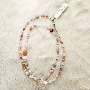 Peyote Bird 34" Multi-Color Rose Quartz Moonstone Beaded Necklace NWT